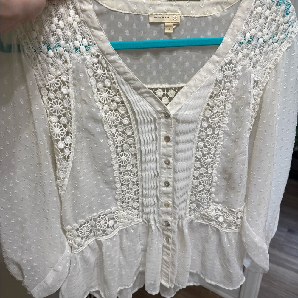 Meadow rue White Embroidered Blouse